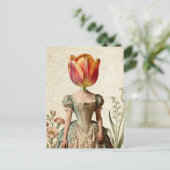 Vrouw Met Tulp Als Hoofd Briefkaart (Staand voorkant)