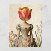 Vrouw Met Tulp Als Hoofd Briefkaart (Voorkant)