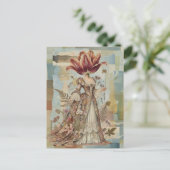 Vrouw Met Tulp Als Hoofd Collage Briefkaart (Staand voorkant)