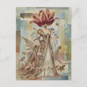 Vrouw Met Tulp Als Hoofd Collage Briefkaart (Voorkant)