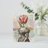 Vrouw Met Tulp Hoofd Briefkaart (Staand voorkant)