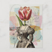 Vrouw Met Tulp Hoofd Briefkaart (Voorkant)