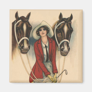 Vrouw met twee Horses magnet