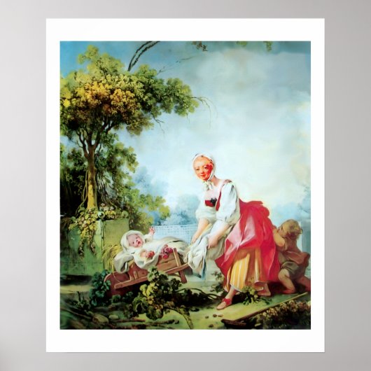 VROUW MET TWEE KINDEREN Premium Canvas Poster (Voorkant)