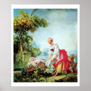 VROUW MET TWEE KINDEREN Premium Canvas Poster