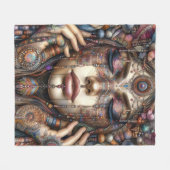 Vrouw met uitgebreide tribal-geïnspireerde versier fleece deken (Voorkant (Horizontaal))