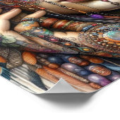 Vrouw met uitgebreide tribal-geïnspireerde versier poster (Hoek)