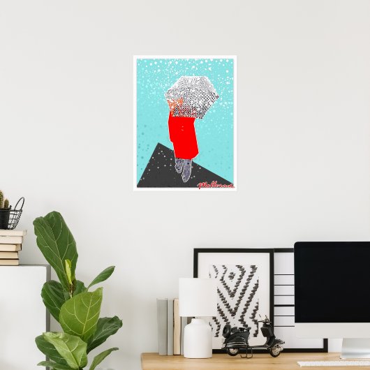 Vrouw met Umbrella Poster (Thuiskantoor)