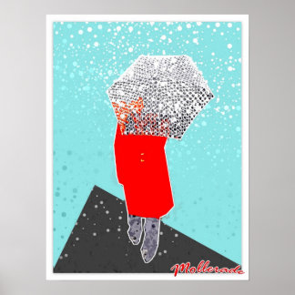 Vrouw met Umbrella Poster
