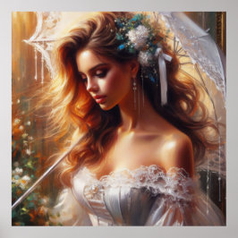 Vrouw met Umbrella Poster