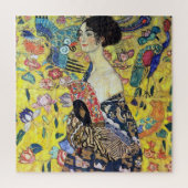 Vrouw met ventilator door Gustav Klimt Legpuzzel (Verticaal)