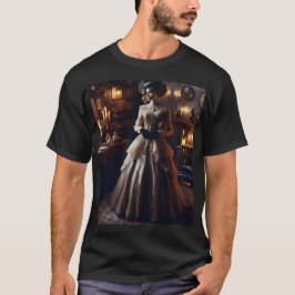 Vrouw met Victoriaanse vintage mysterie en elegant T-shirt