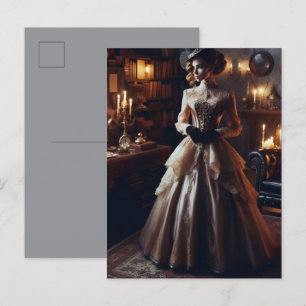 Vrouw met Victoriaanse vintage mystiek en elegant Briefkaart