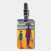 Vrouw met vis bagagelabel (Voorkant verticaal)