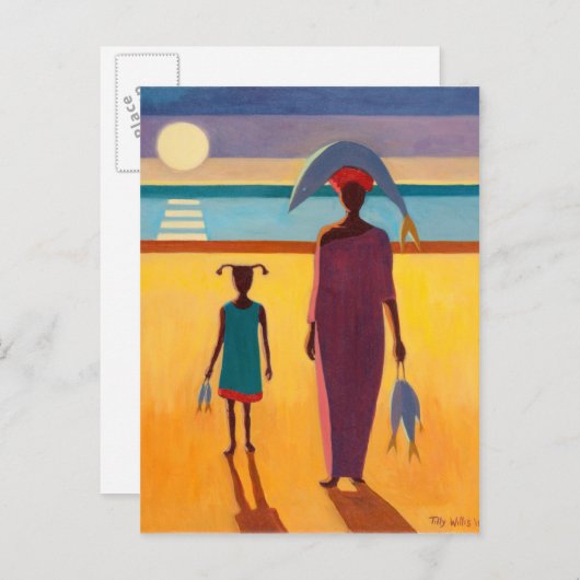 Vrouw met vis briefkaart (Voorkant / Achterkant)