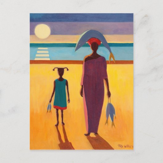 Vrouw met vis briefkaart (Voorkant)