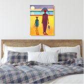 Vrouw met vis canvas afdruk (Insitu (Slaapkamer))