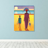 Vrouw met vis canvas afdruk (Insitu (Houten vloer))