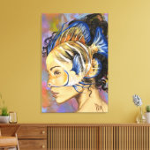 Vrouw met Vis Canvas Print (Insitu (Woonkamer))