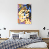Vrouw met Vis Canvas Print (Insitu (Slaapkamer))