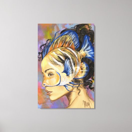 Vrouw met Vis Canvas Print (Voorkant)