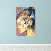Vrouw met Vis Canvas Print (Insitu (Houten vloer))