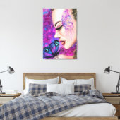 Vrouw met vlinder canvas print (Insitu (Slaapkamer))