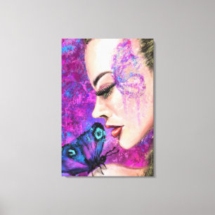 Vrouw met vlinder canvas print
