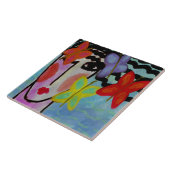 Vrouw met Vlinders Abstracte Digitale Schildering Tegeltje (Zijkant)
