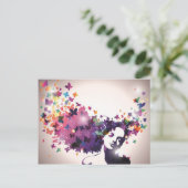 Vrouw met vlinders briefkaart (Staand voorkant)