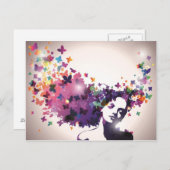 Vrouw met vlinders briefkaart (Voorkant / Achterkant)