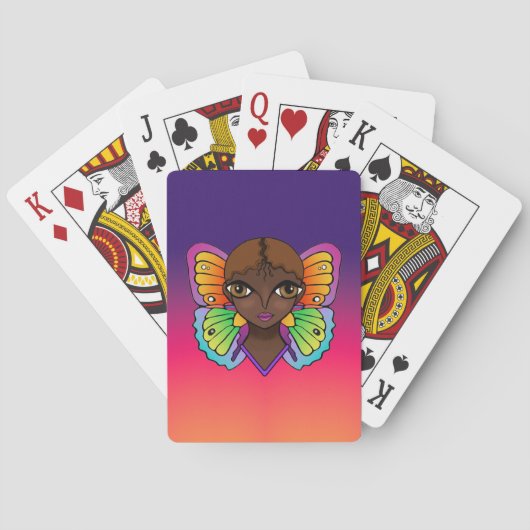 Vrouw met vlindervleugels Helder en Kleurrijk Pokerkaarten (Achterkant)