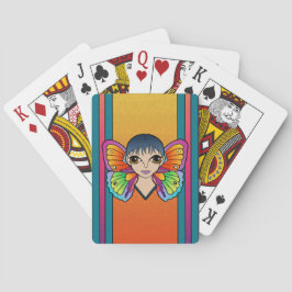 Vrouw met vlindervleugels speelkaarten