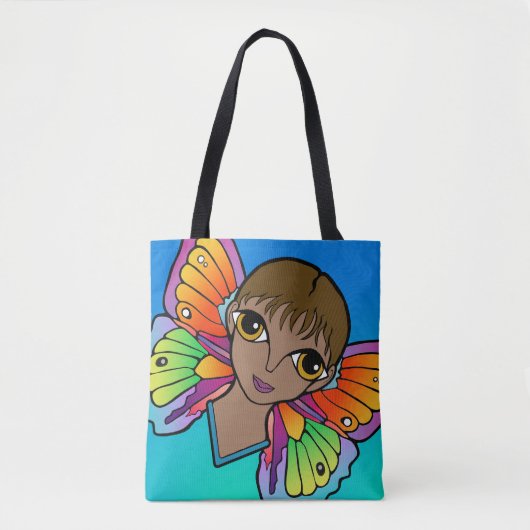Vrouw met vlindervleugels tote bag (Voorkant)