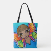 Vrouw met vlindervleugels tote bag (Achterkant)
