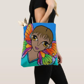 Vrouw met vlindervleugels tote bag (Dichtbij)