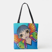 Vrouw met vlindervleugels tote bag (Achterkant)