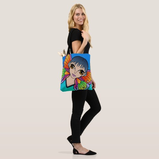 Vrouw met vlindervleugels tote bag (Op model)