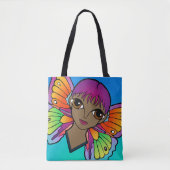 Vrouw met vlindervleugels tote bag (Voorkant)