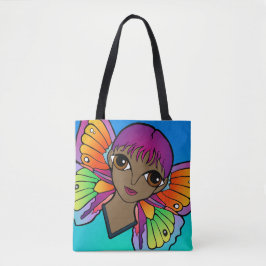 Vrouw met vlindervleugels tote bag