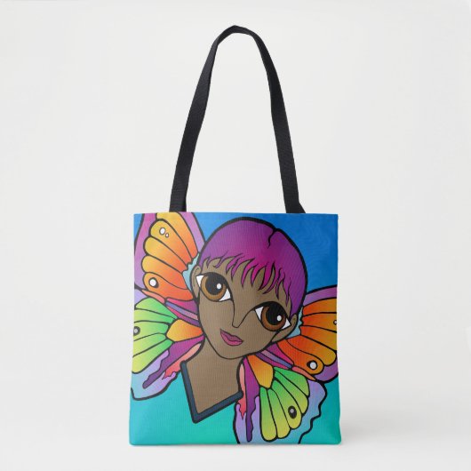 Vrouw met vlindervleugels tote bag (Voorkant)