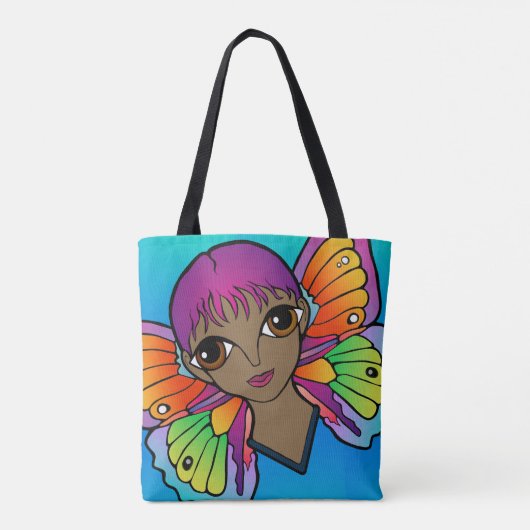 Vrouw met vlindervleugels tote bag (Achterkant)