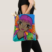 Vrouw met vlindervleugels tote bag (Dichtbij)