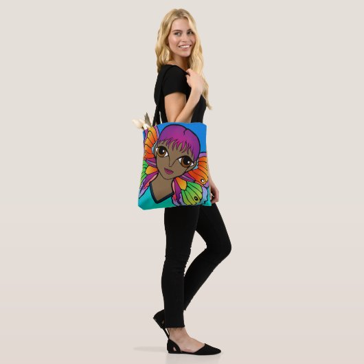 Vrouw met vlindervleugels tote bag (Op model)