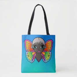 Vrouw met vlindervleugels tote bag