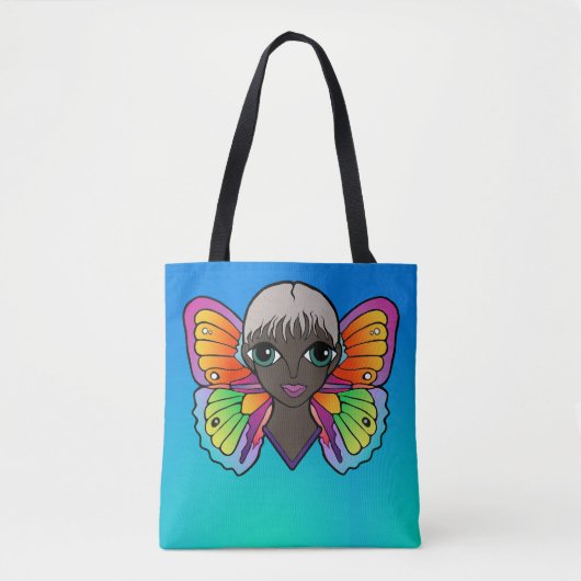 Vrouw met vlindervleugels tote bag (Voorkant)