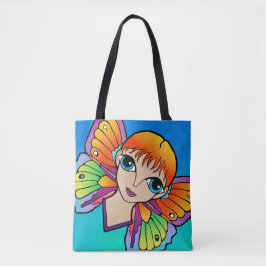 Vrouw met vlindervleugels tote bag