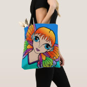 Vrouw met vlindervleugels tote bag (Dichtbij)
