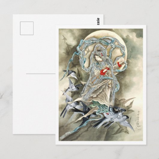 Vrouw met vogels (1890) Toshio Aoki Briefkaart (Voorkant / Achterkant)