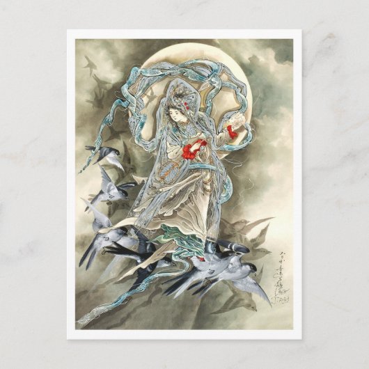 Vrouw met vogels (1890) Toshio Aoki Briefkaart (Voorkant)